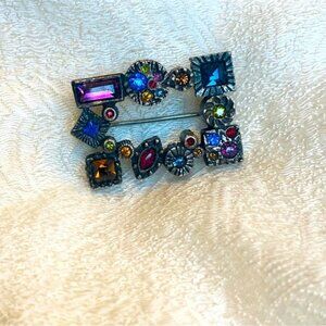 Patricia Locke Multi Color Stone Geometric Abstract Art Deco Style Pin